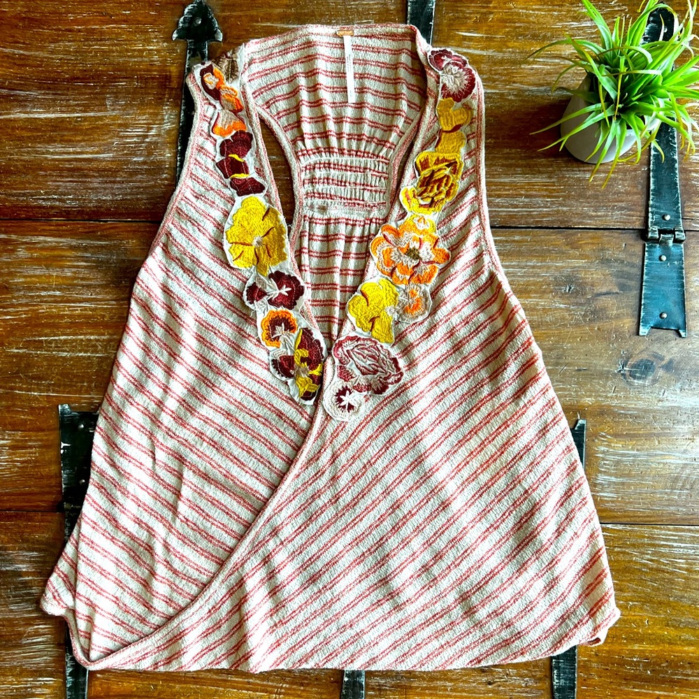 Floral V-Neck Striped Tank Top by Free People